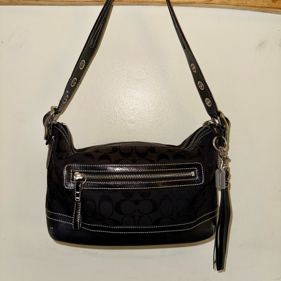Coach Handbags - Coach Black and Gray Signature Shoulder Bag